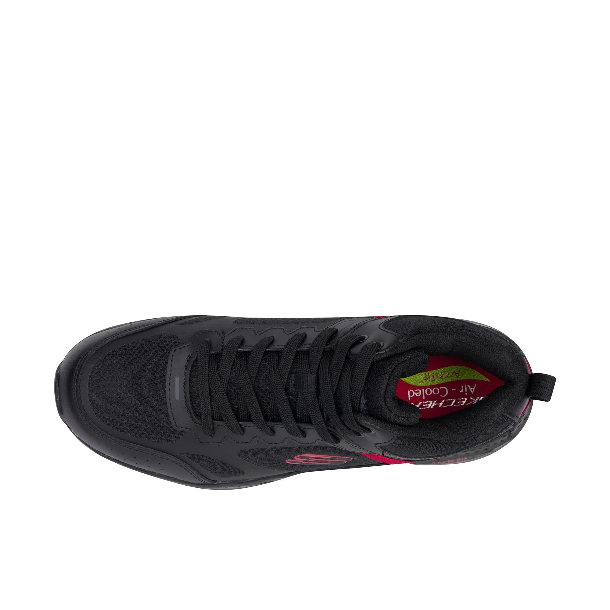 Skechers High Top Arch Fit Bensen Composite Toe Black Red