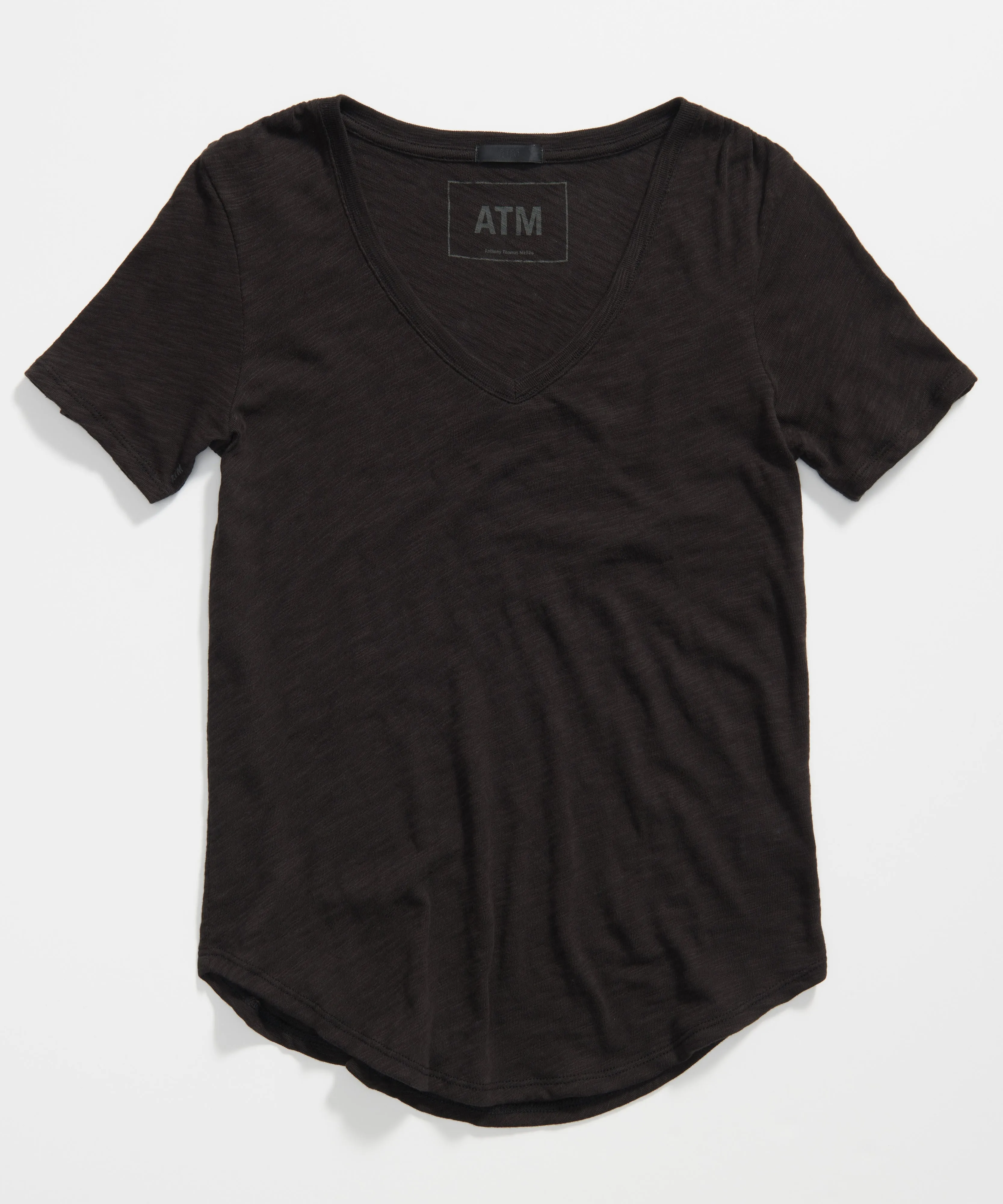 Slub Jersey Classic V-Neck Tee - Black