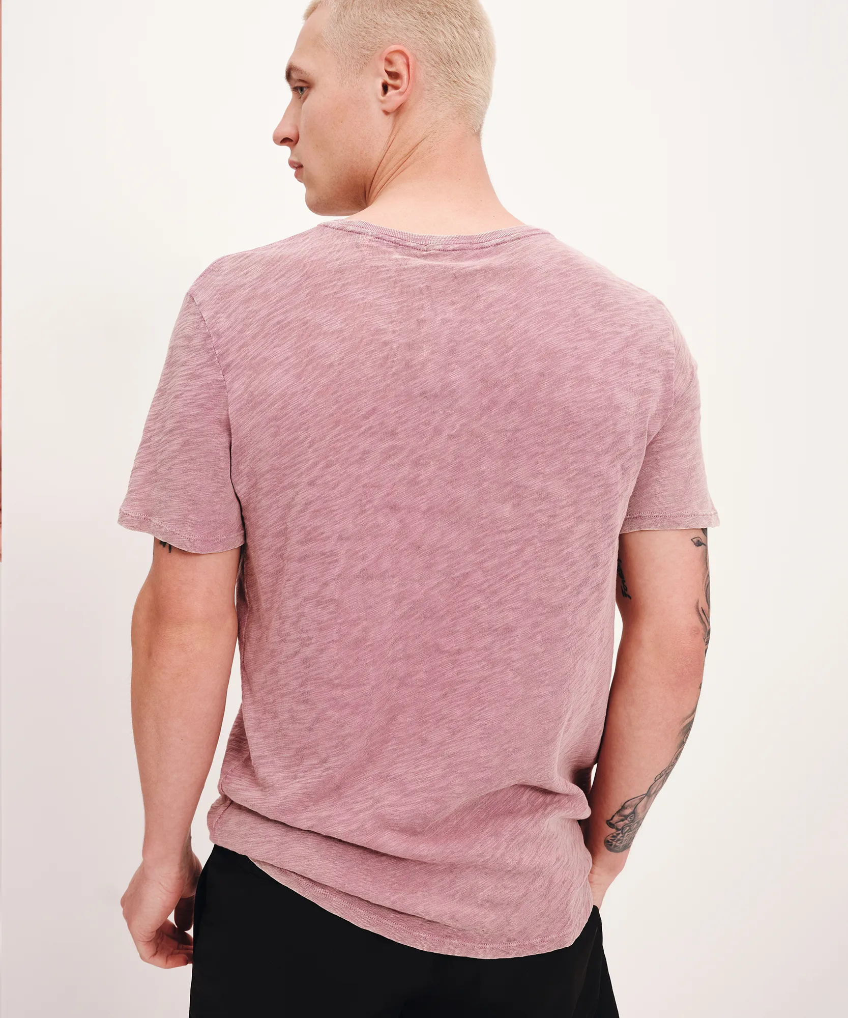 Slub Jersey with Chroma Wash Short Sleeve Crew Neck Tee - Wisty Mauve