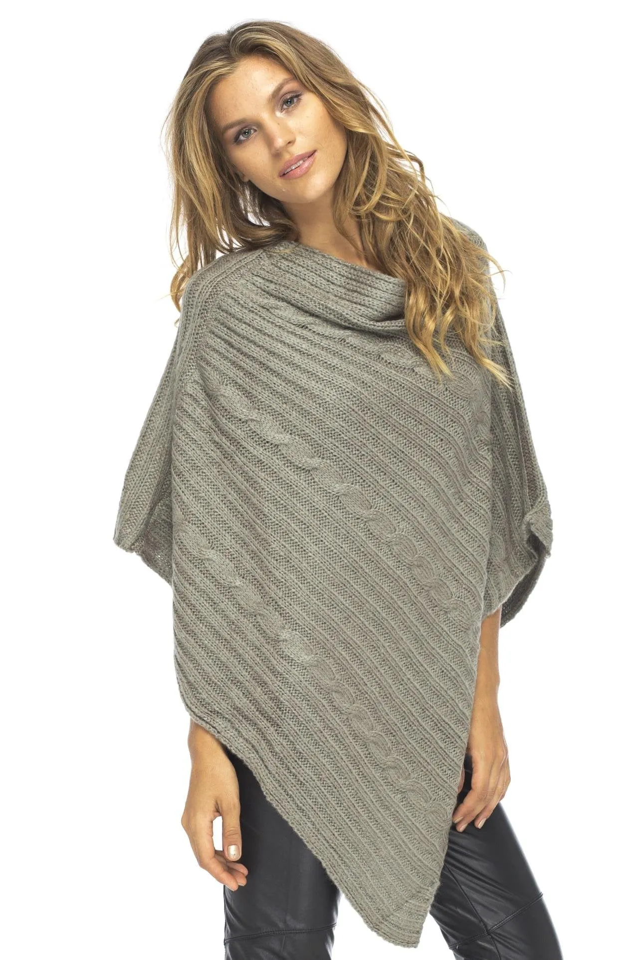 Soft Cable Knit Poncho Sweater