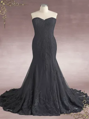 Strapless Black Lace Mermaid Wedding Dress KATELYN