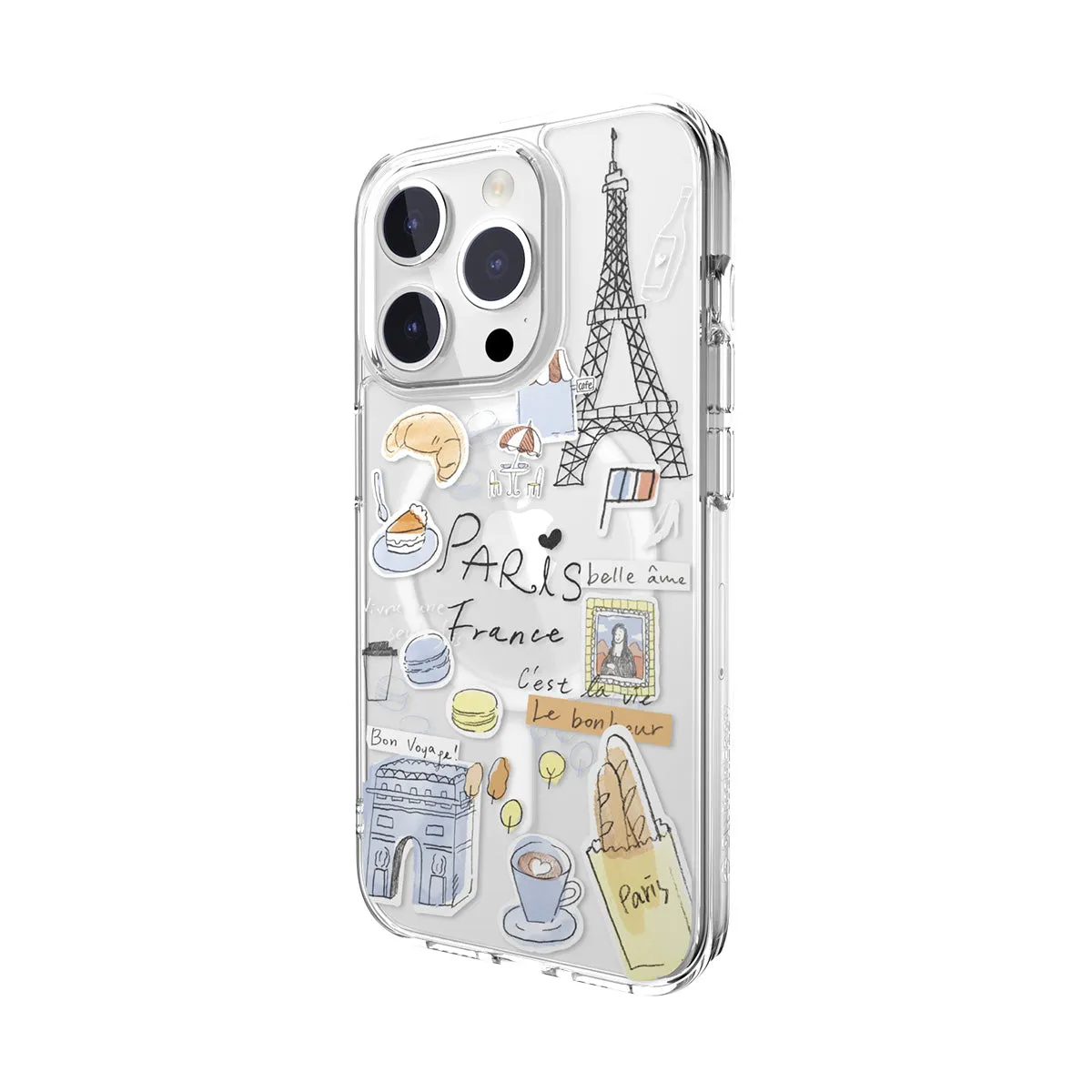 SwitchEasy City M Hand-drawn Print Case with AirBarrier Shockproof Clear Case for iPhone 15 Series