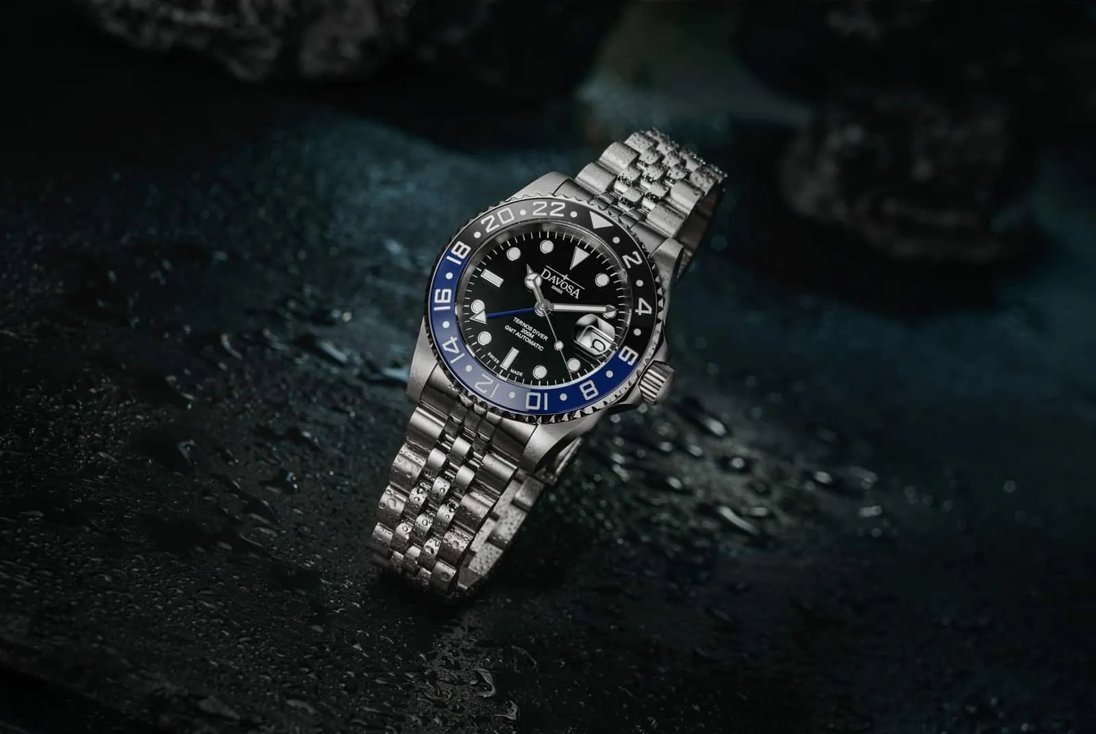 Ternos Ceramic Automatic GMT Swiss-Made Black Blue Diving Watch 16159004 OUTLET