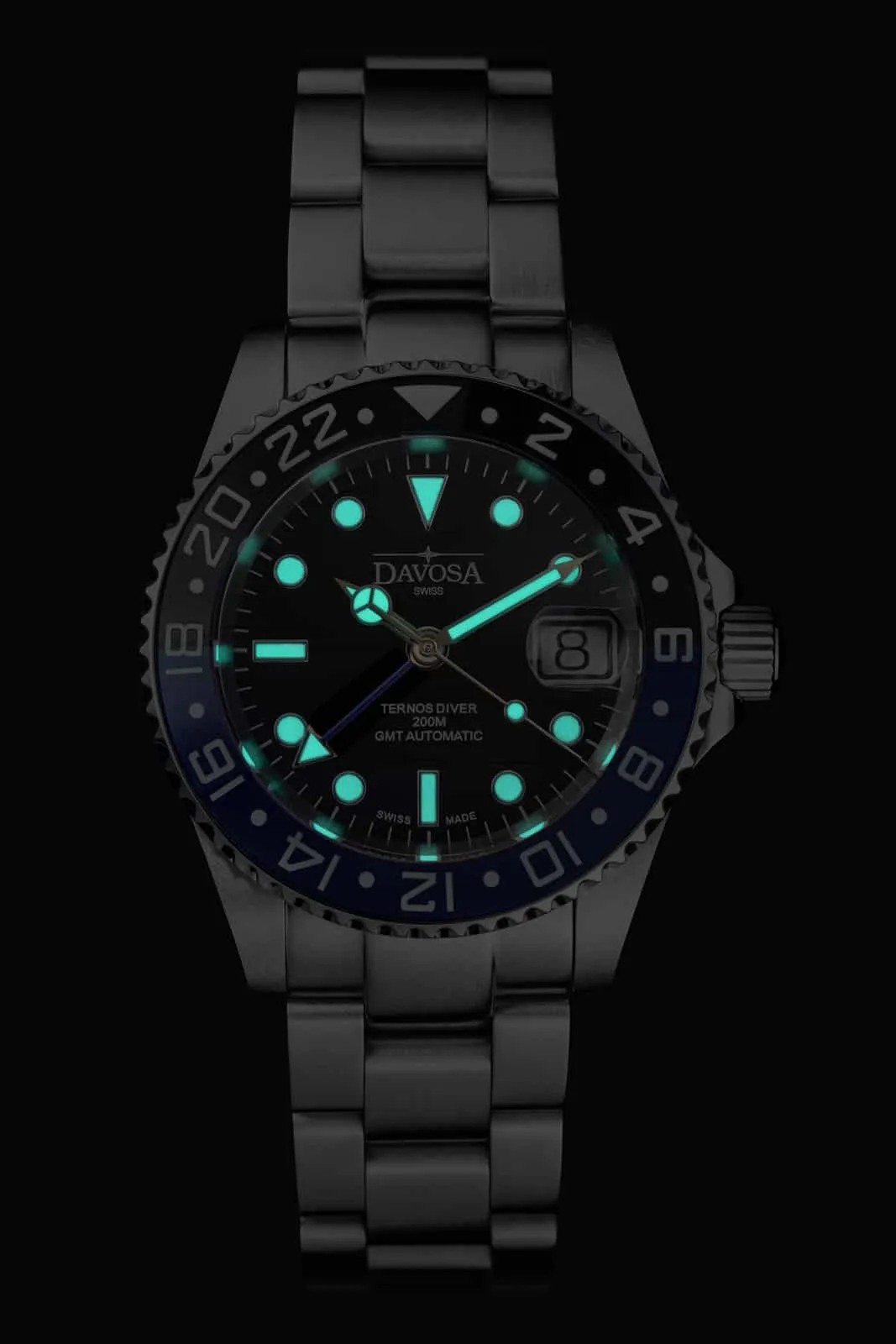 Ternos Ceramic Automatic GMT Swiss-Made Black Blue Diving Watch 16159040