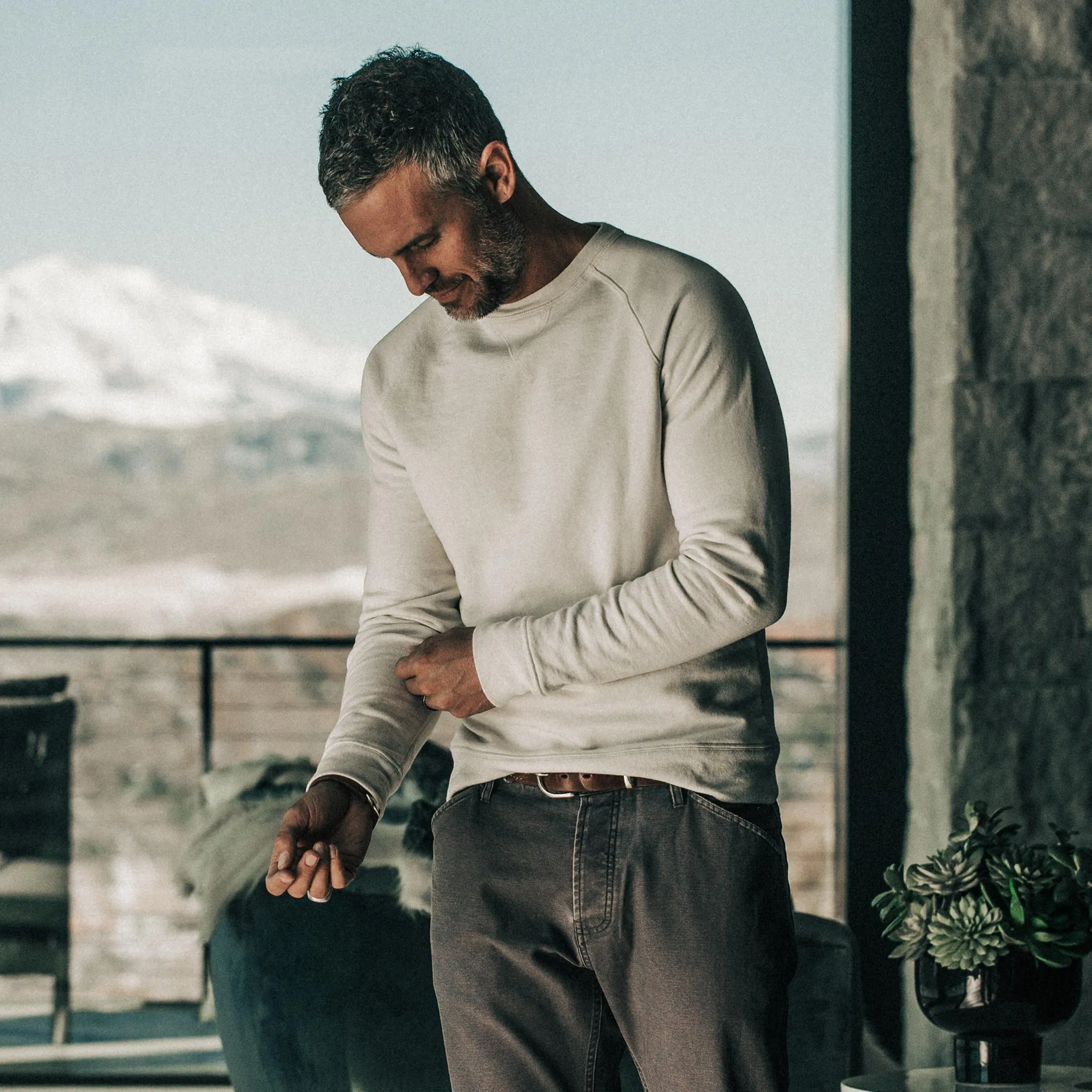 The Crewneck in Natural Donegal Terry