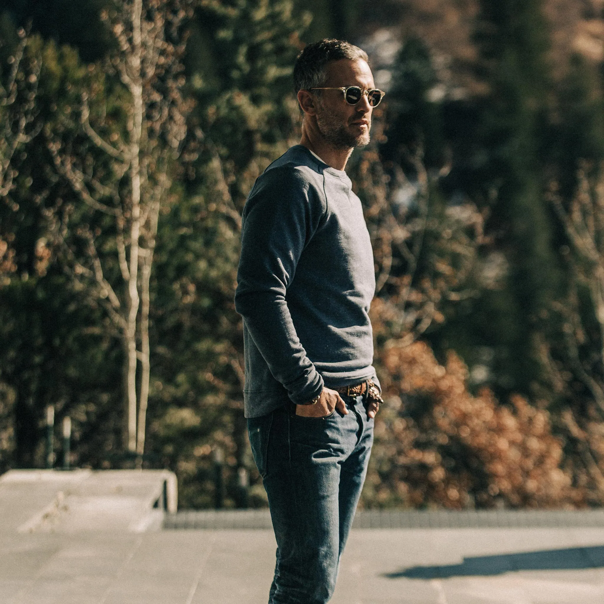 The Crewneck in Navy Donegal Terry