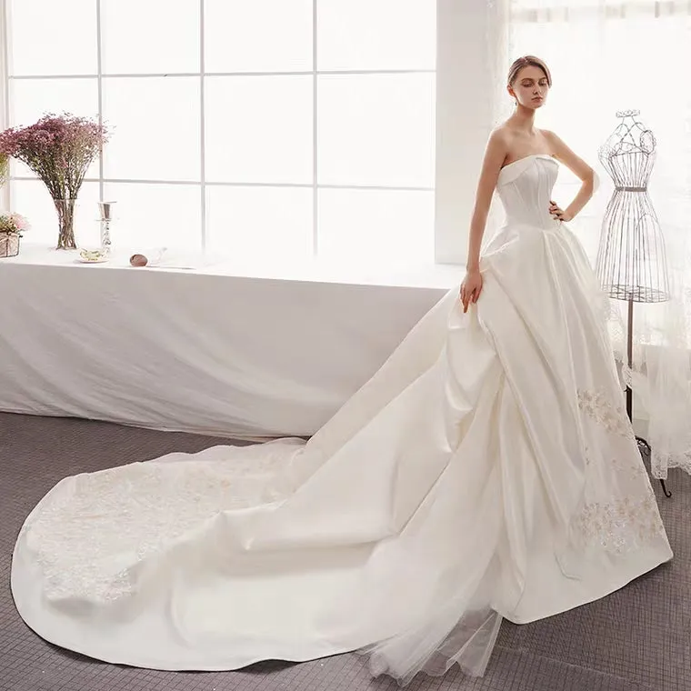 The Izzey Wedding Bridal Satin Tube Gown