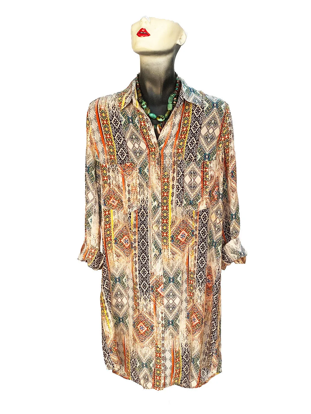 Tianello Byzantine Washable Silk Savoir Shirt Dress