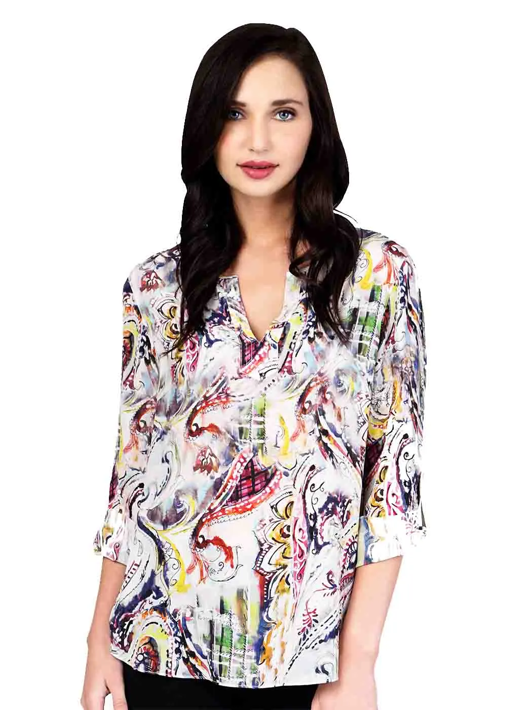 Tianello print "Happa" Washable Silk "Avlyne" Blouse