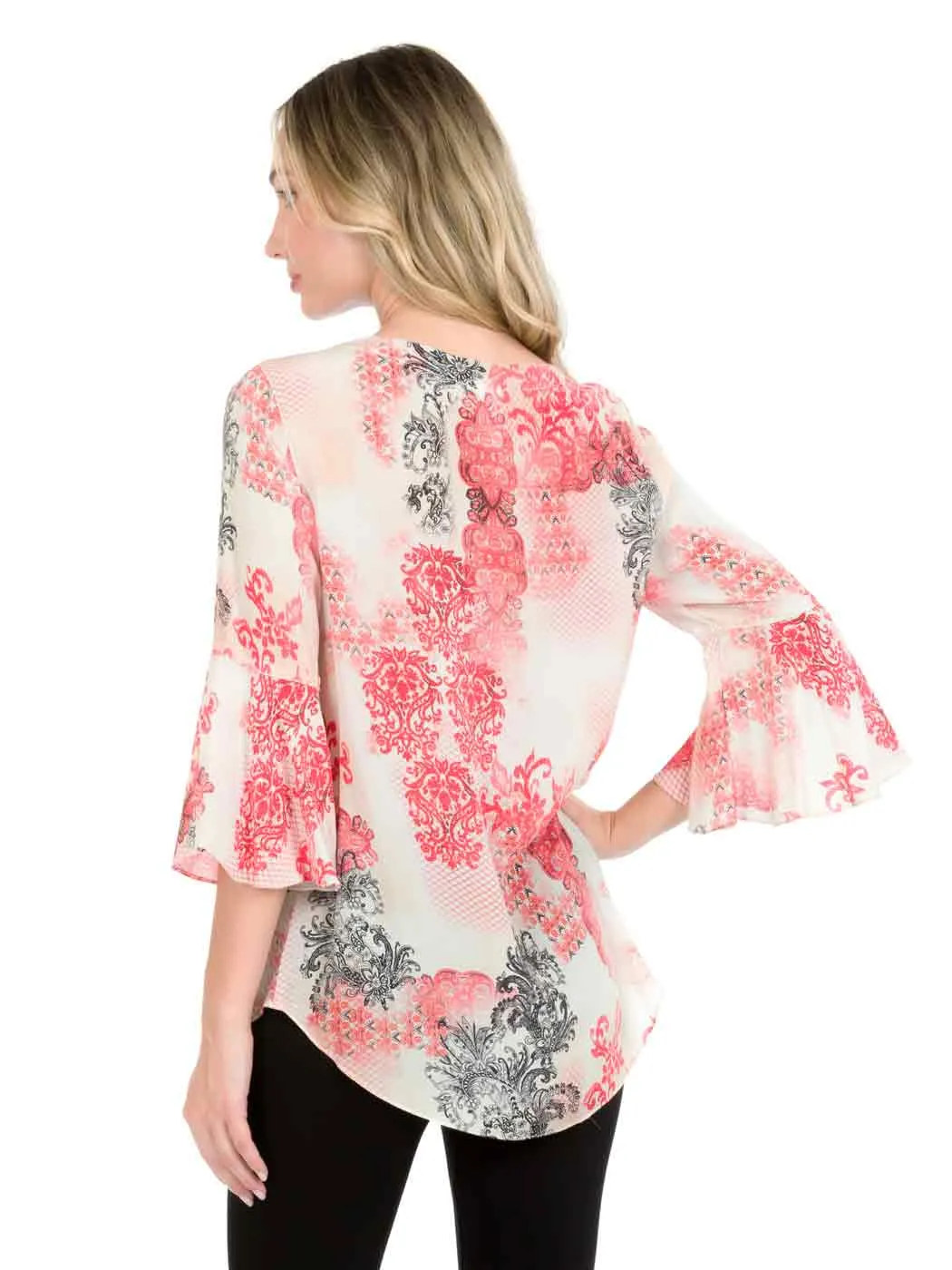 Tianello "Crown" Print Washable Silk "Trey" Blouse