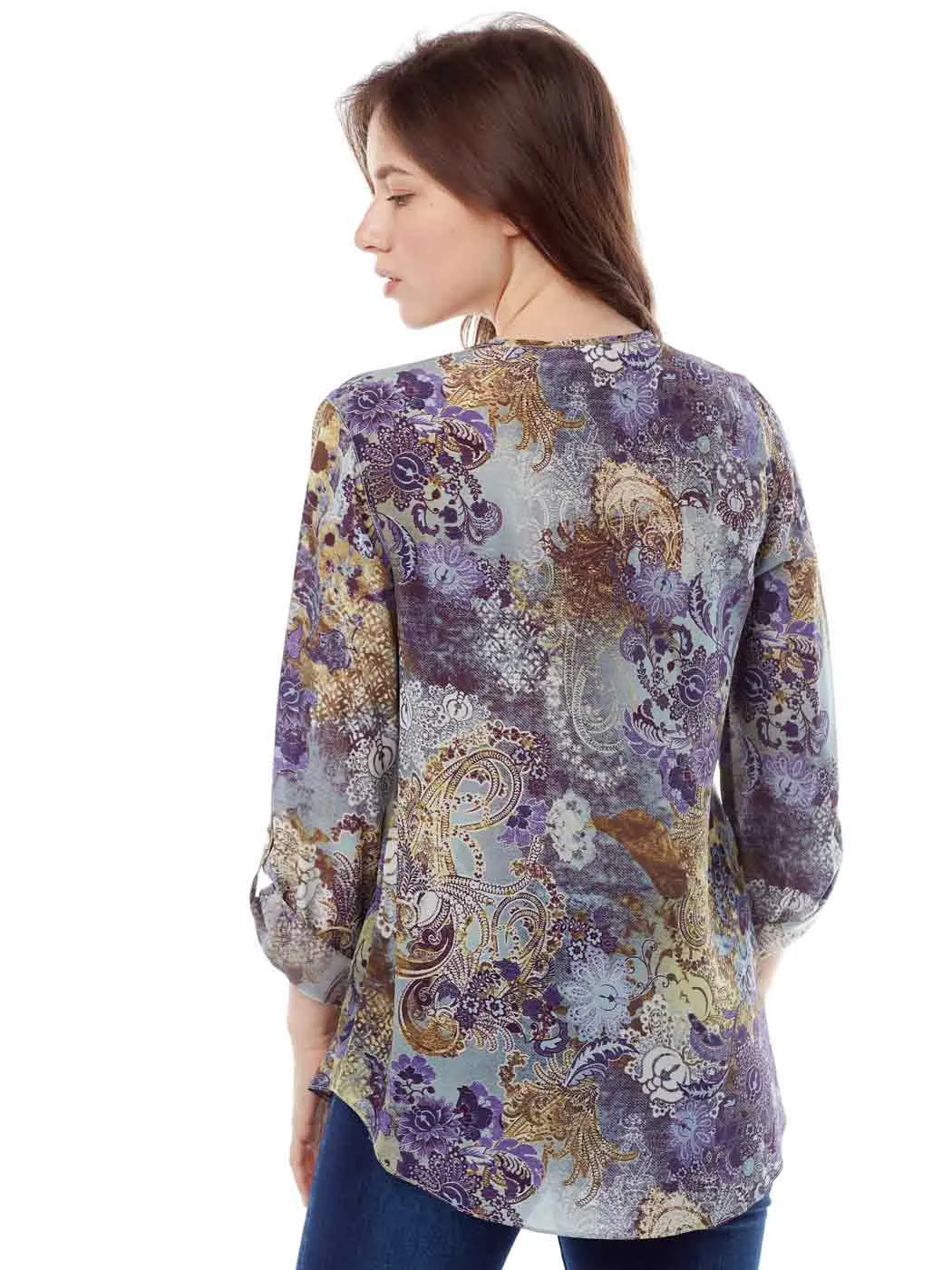 Tianello "Lenciaga" Print Washable Silk "Avlyne" Blouse