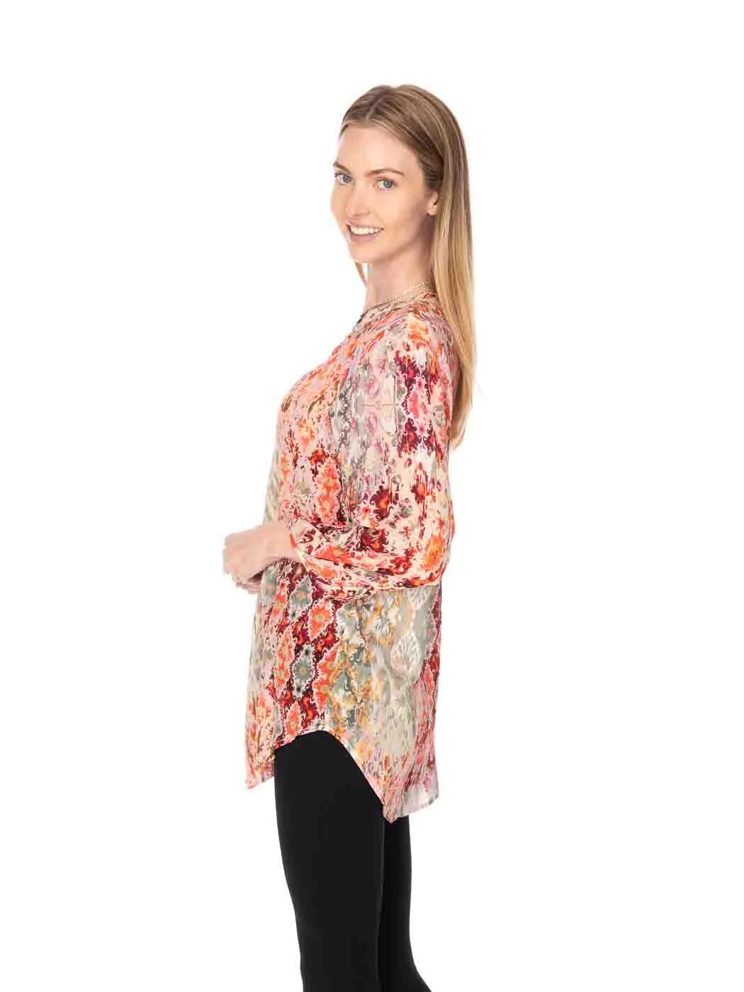 Tianello "Ravani" Print Washable Silk "Bobbie" Blouse