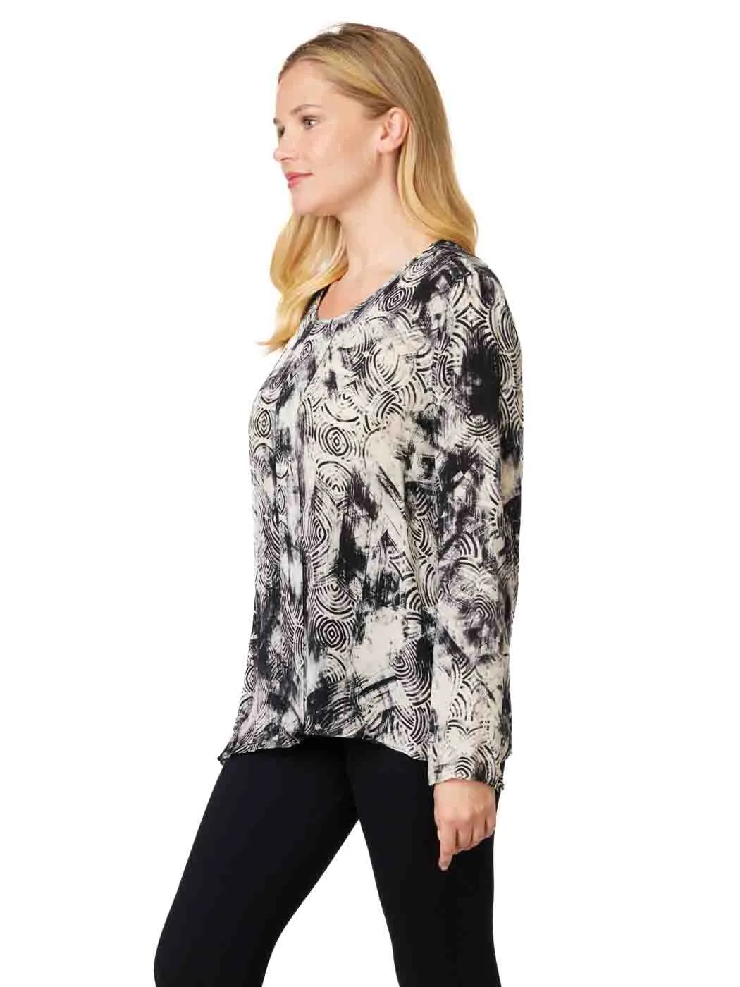 Tianello "Very Tiki" Print Washable Silk "Enya" Blouse