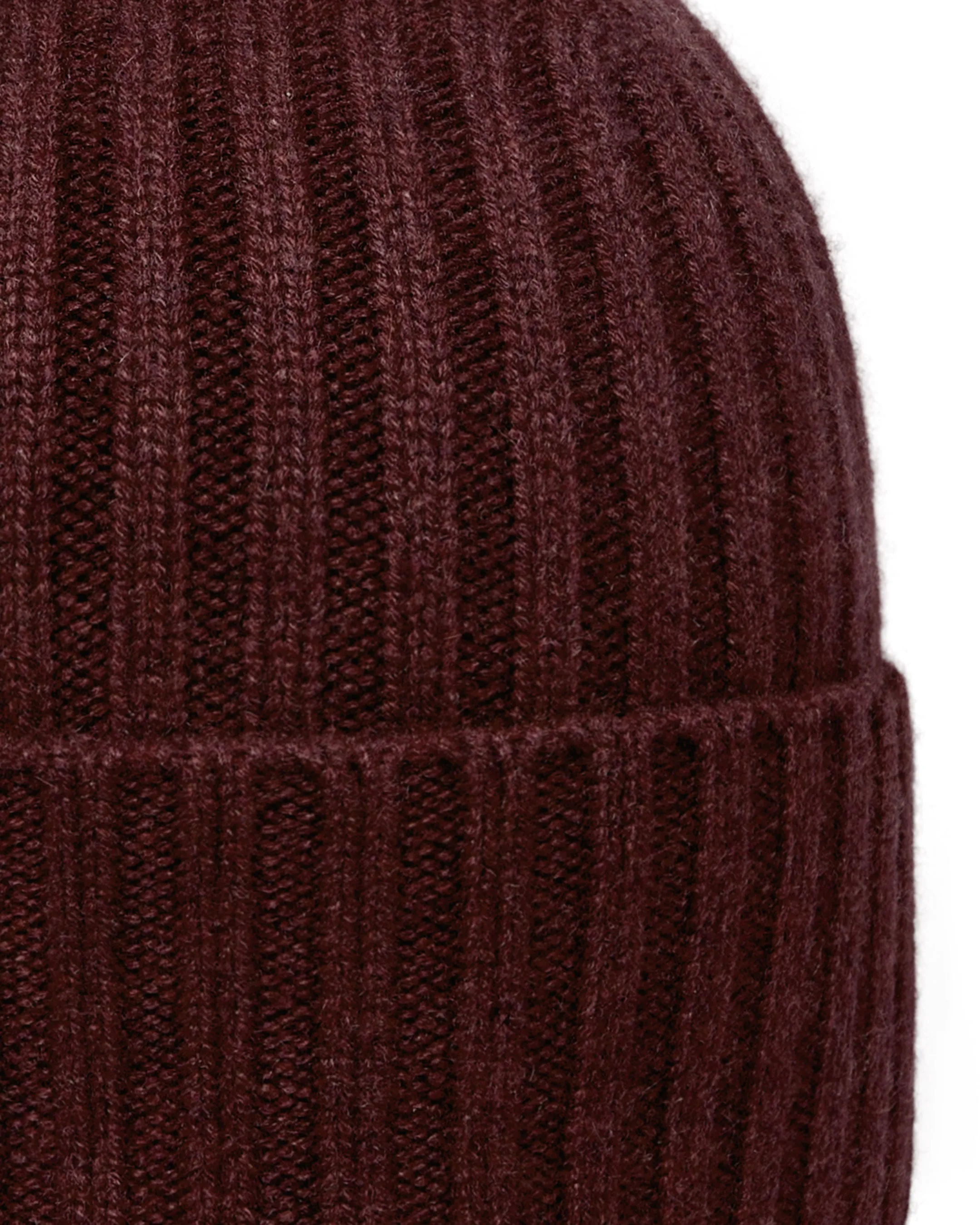 Unisex Chunky Ribbed Cashmere Hat Claret Red