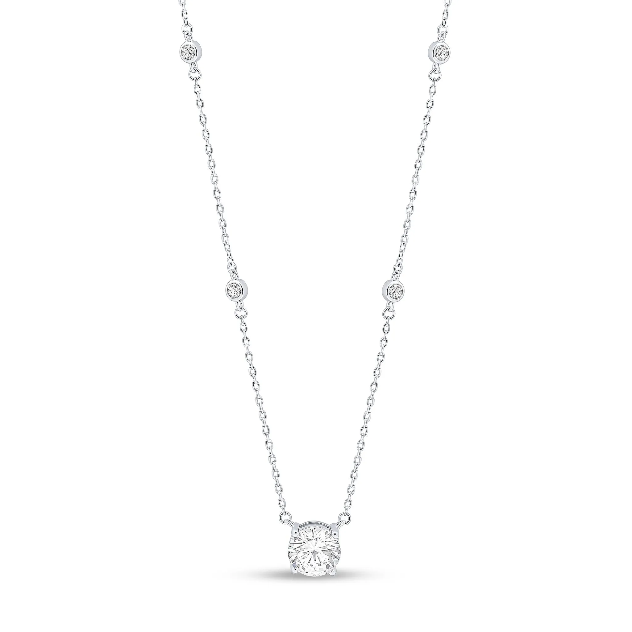 Vesper Bezel Pendant (Rhodium)