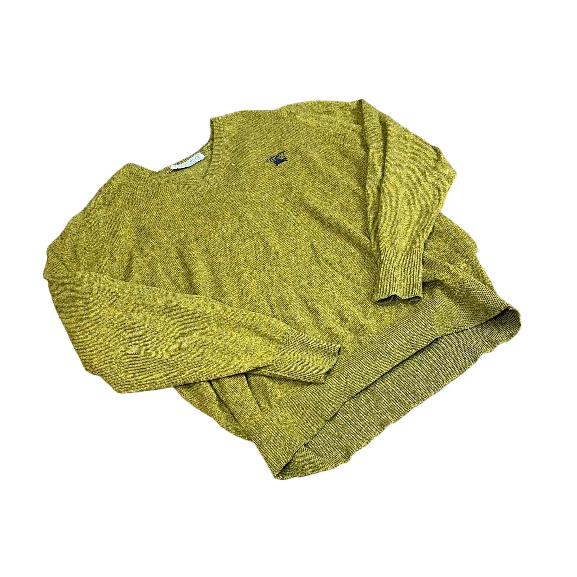 Vintage 90s Green Burberry Knitted Sweatshirt - Extra Large