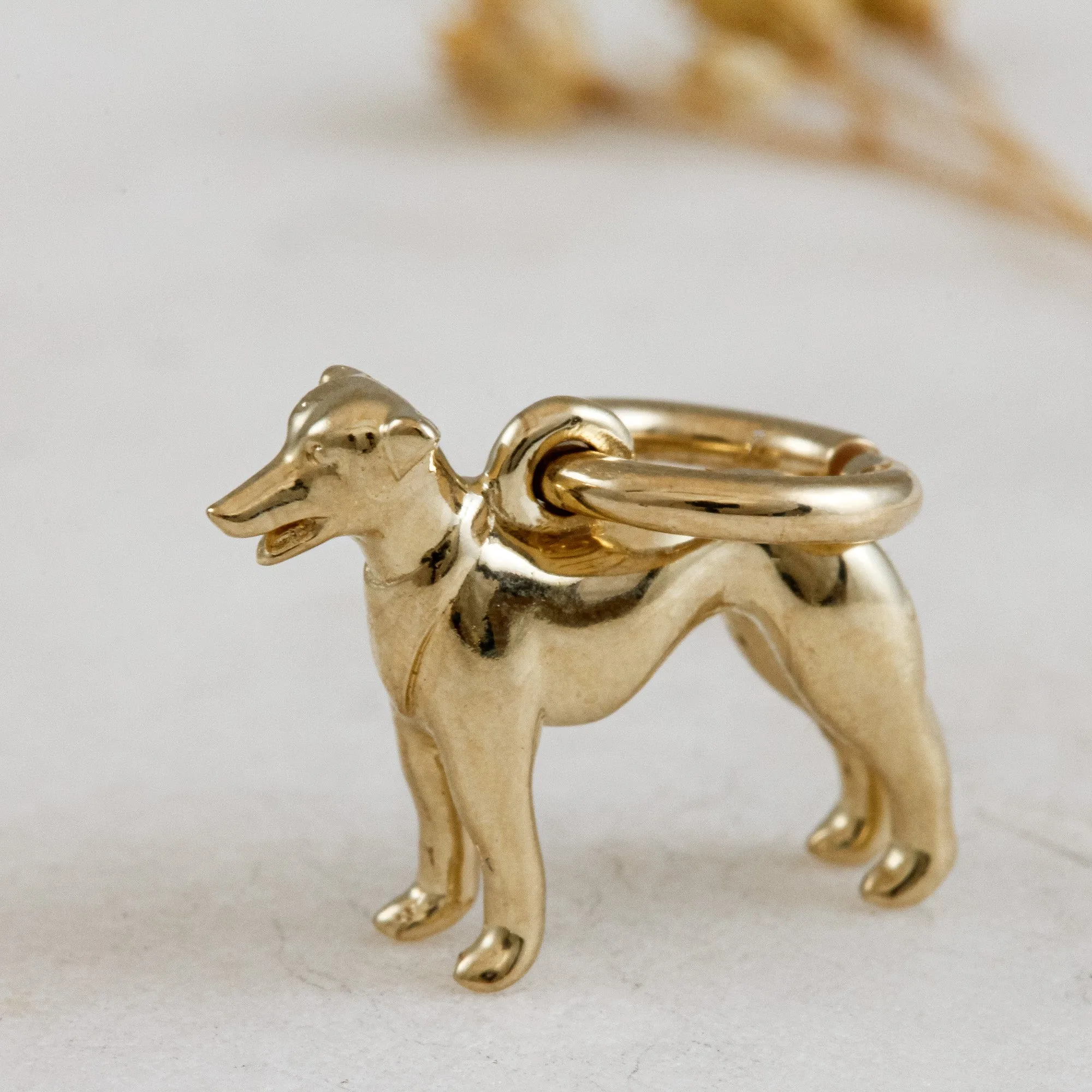 Whippet Solid Gold Dog Charm